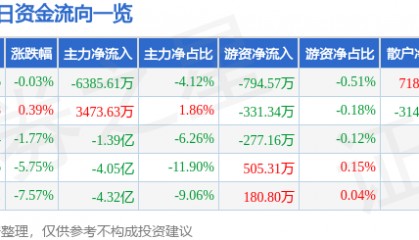股票行情快报:拓普集团(601689)3月5日主力资金净卖出6385.61万元