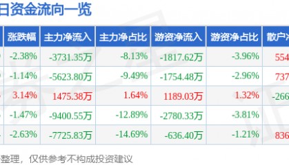 股票行情快报：海立股份（600619）12月13日主力资金净卖出3731.35万元