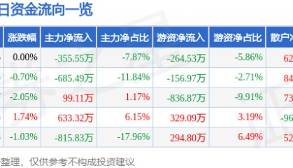 股票行情快报：国创高新（002377）2月26日主力资金净卖出355.55万元