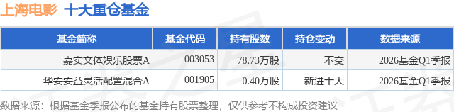 6月2日上海电影跌5.30%，嘉实文体娱乐股票A基金重仓该股